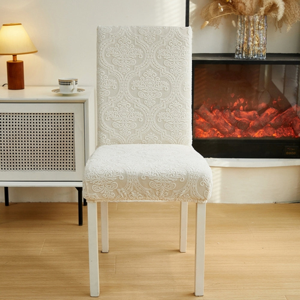 Dining Chair Seat Slipcover Stretch Jacquard Machine Washable