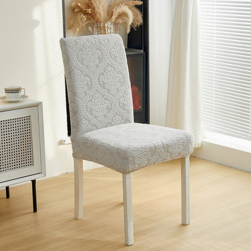 Dining Chair Seat Slipcover Stretch Jacquard Machine Washable