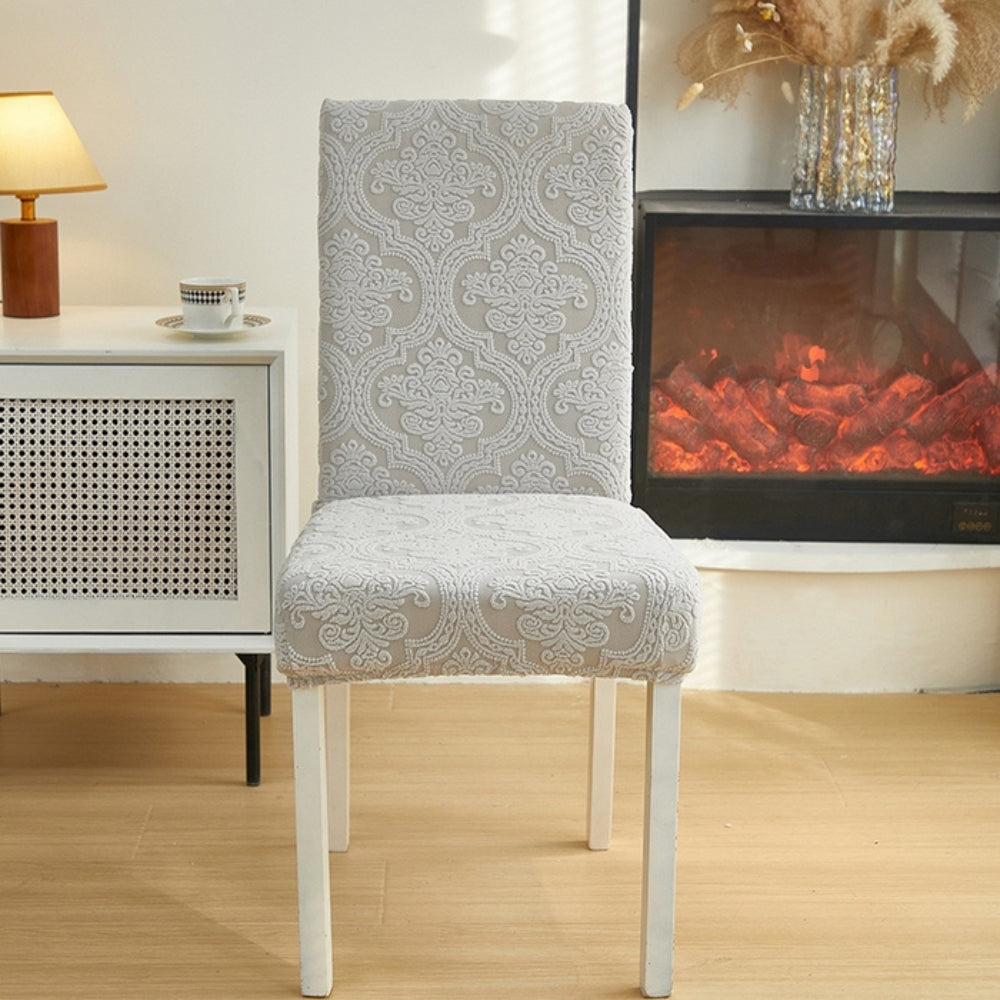 Dining Chair Seat Slipcover Stretch Jacquard Machine Washable