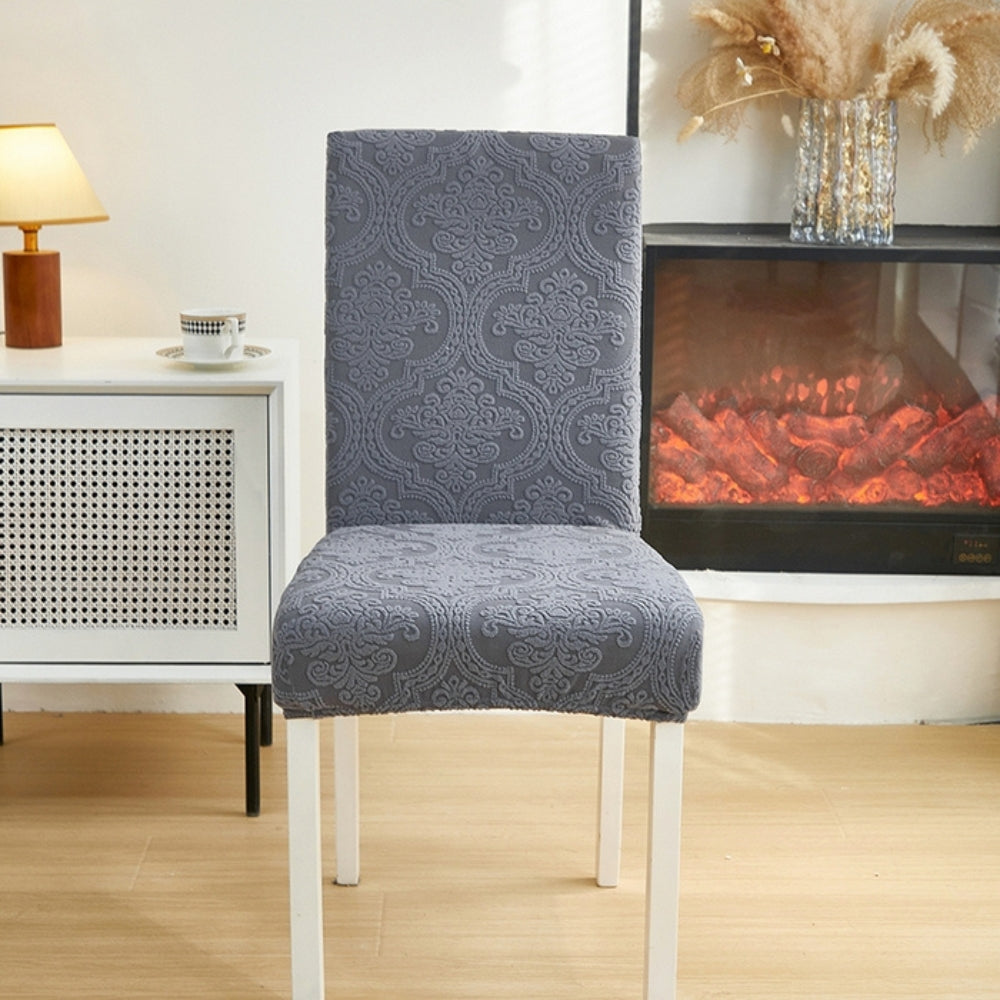 Dining Chair Seat Slipcover Stretch Jacquard Machine Washable