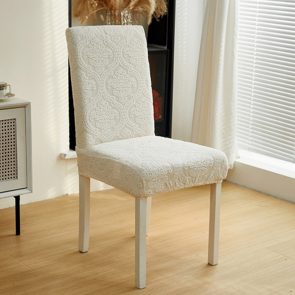 Dining Chair Seat Slipcover Stretch Jacquard Machine Washable