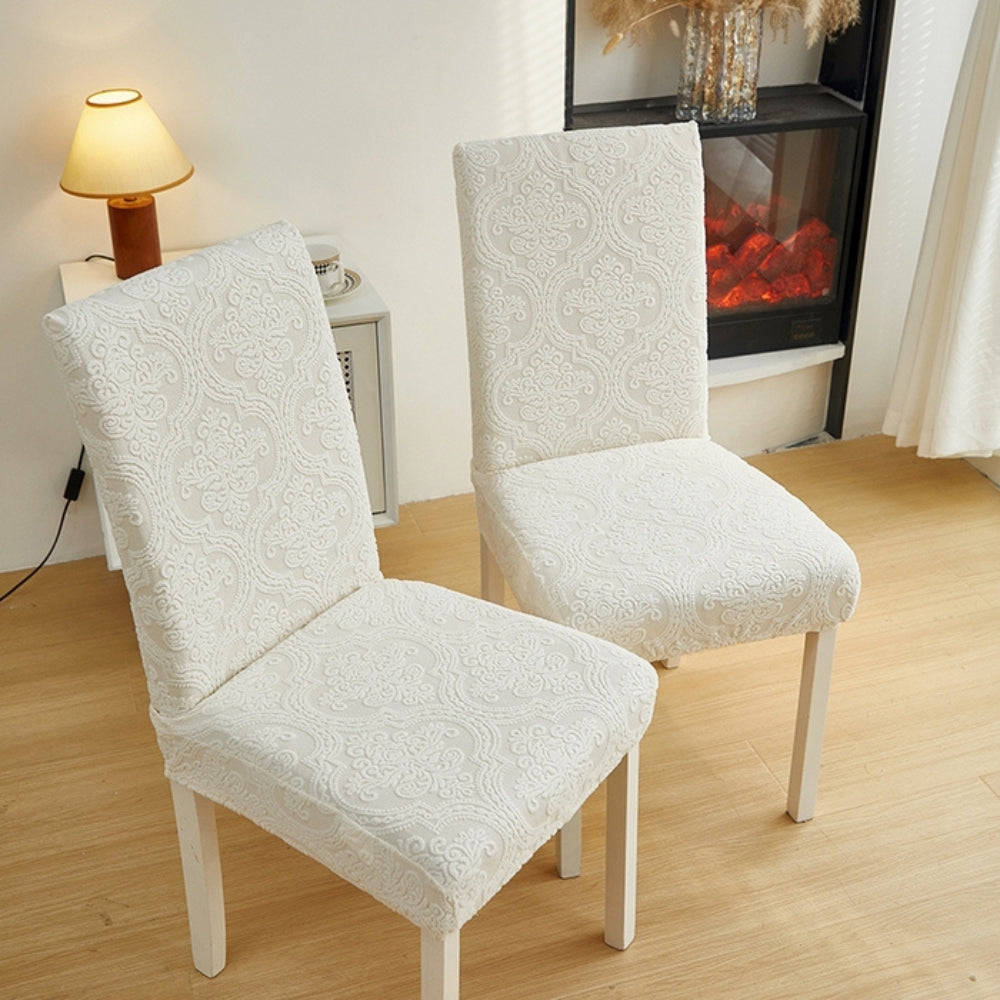Dining Chair Seat Slipcover Stretch Jacquard Machine Washable