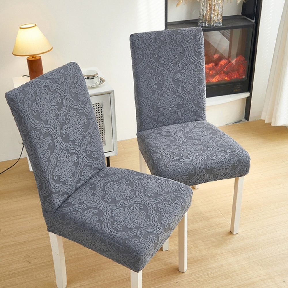 Dining Chair Seat Slipcover Stretch Jacquard Machine Washable