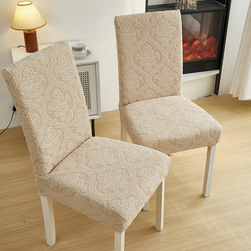 Dining Chair Seat Slipcover Stretch Jacquard Machine Washable