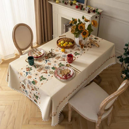 Dining Tablecloth Christmas-Inspired Jacquard Easy-Care