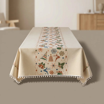 Dining Tablecloth Christmas-Inspired Jacquard Easy-Care