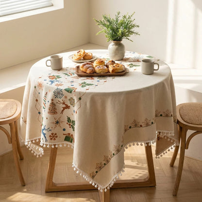 Dining Tablecloth Christmas-Inspired Jacquard Easy-Care