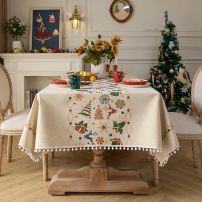 Dining Tablecloth Christmas-Inspired Jacquard Easy-Care