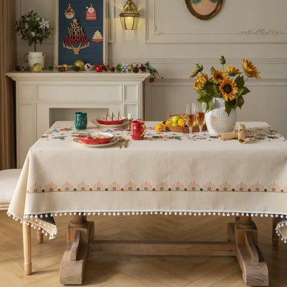 Dining Tablecloth Christmas-Inspired Jacquard Easy-Care