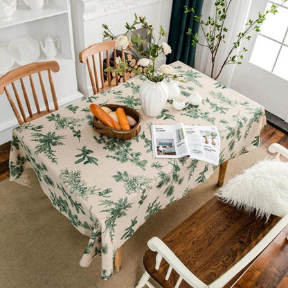 Dining Tablecloth Cotton-Linen Blend Machine Washable Pine & Bird