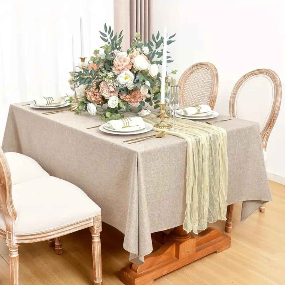 Dining Tablecloth Cotton-Linen Wrinkle-Resistant Seamless Finish