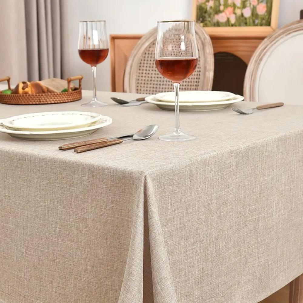 Dining Tablecloth Cotton-Linen Wrinkle-Resistant Seamless Finish