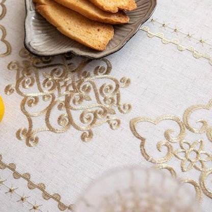 Dining Tablecloth Embroidered Jacquard Tassel Trim