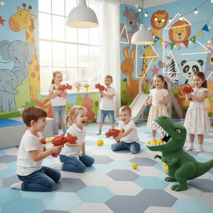 Dinosaur Shooting Game Foam Ball Blaster Manual Pump