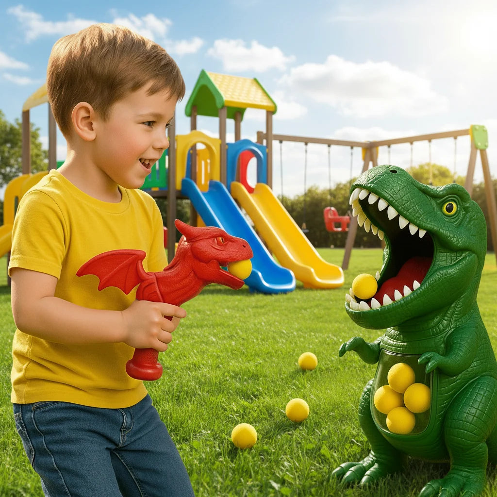 Dinosaur Shooting Game Foam Ball Blaster Manual Pump