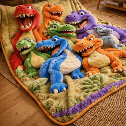 Dinosaur Throw Blanket Plush Machine Washable With 3D Print