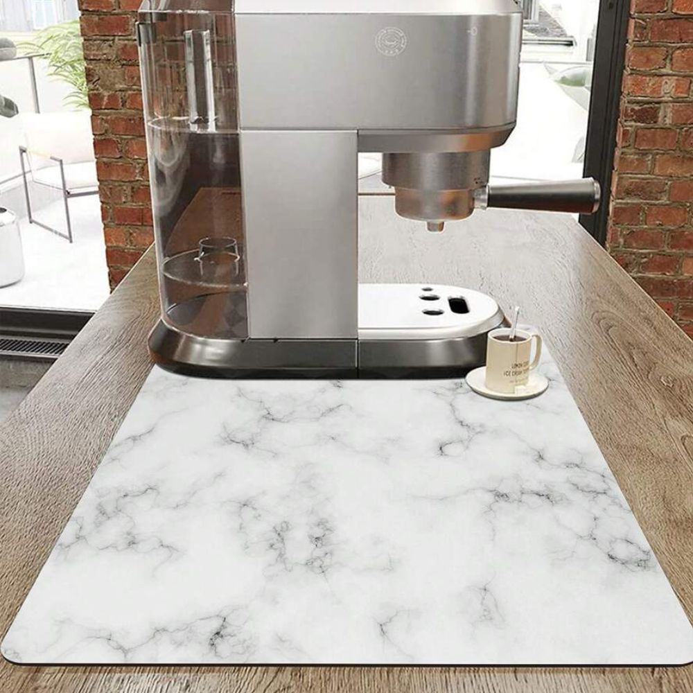 Dish Drying Mat Marble Print Highly Absorbent Non-Slip Base