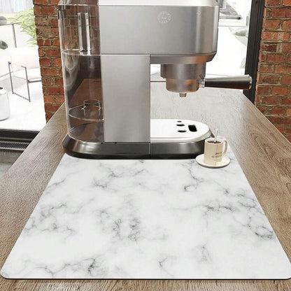 Dish Drying Mat Marble Print Highly Absorbent Non-Slip Base