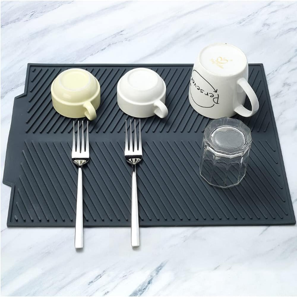 Dish Drying Mat Roll-Up Silicone Non-Slip & Dishwasher Safe