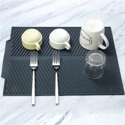 Dish Drying Mat Roll-Up Silicone Non-Slip & Dishwasher Safe