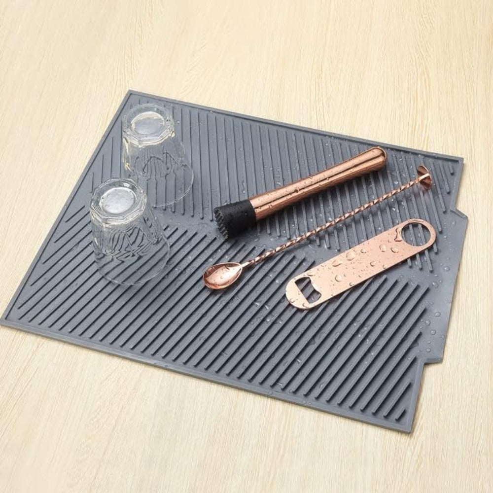 Dish Drying Mat Roll-Up Silicone Non-Slip & Dishwasher Safe
