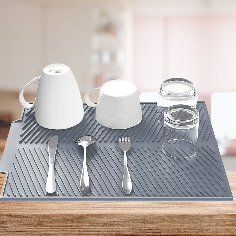 Dish Drying Mat Roll-Up Silicone Non-Slip & Dishwasher Safe