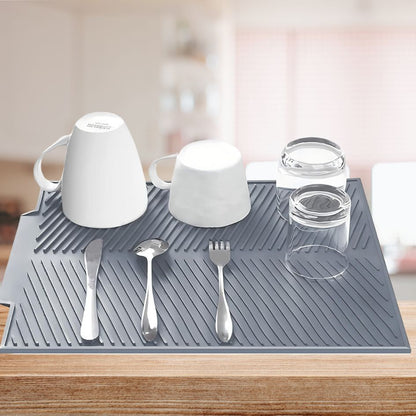 Dish Drying Mat Roll-Up Silicone Non-Slip & Dishwasher Safe