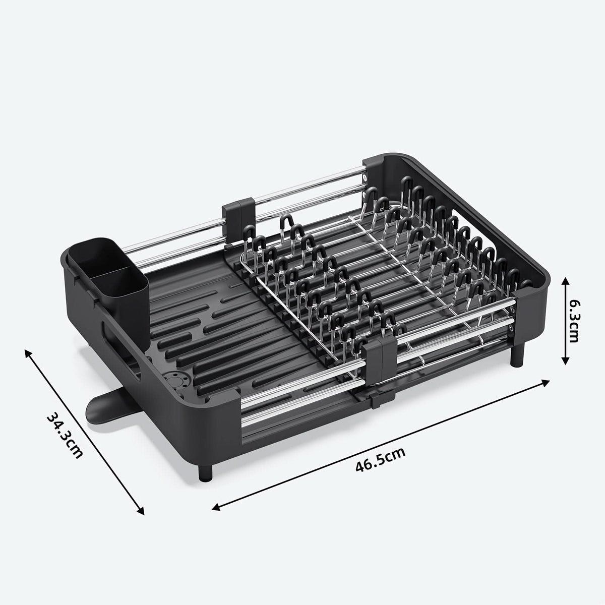 Dish Drying Rack Expandable Drain Tray Rust-Resistant Steel