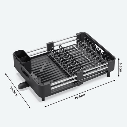 Dish Drying Rack Expandable Drain Tray Rust-Resistant Steel