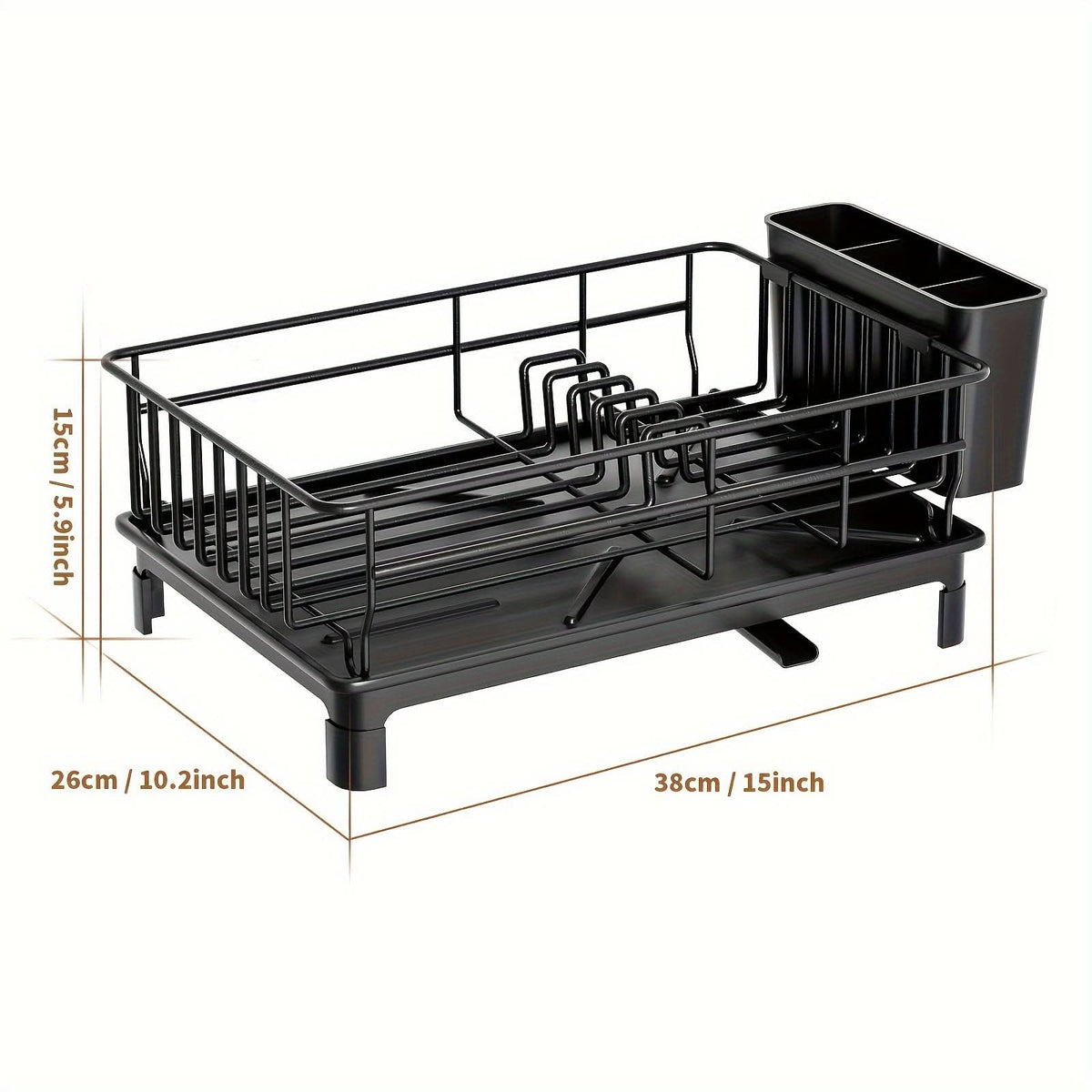 Dish Drying Rack Rust-Resistant Drip Tray & Cutlery Holder