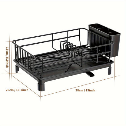 Dish Drying Rack Rust-Resistant Drip Tray & Cutlery Holder