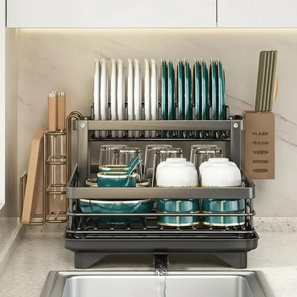 Dish Drying Rack Stainless Steel Foldable Space-Saving Design