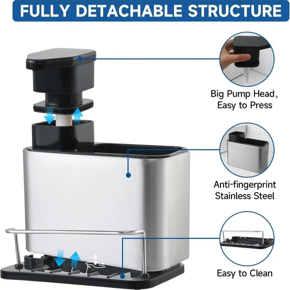 Dish Soap Dispenser & Utensil Rack Stainless Steel