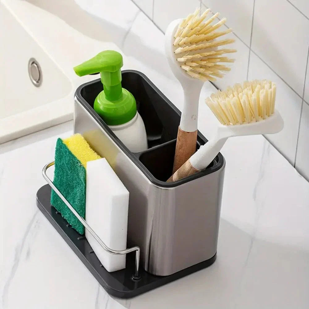 Dish Soap Dispenser & Utensil Rack Stainless Steel