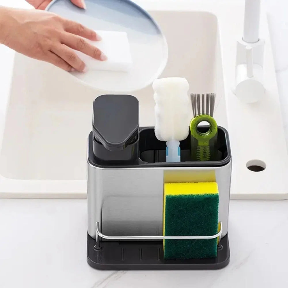 Dish Soap Dispenser & Utensil Rack Stainless Steel