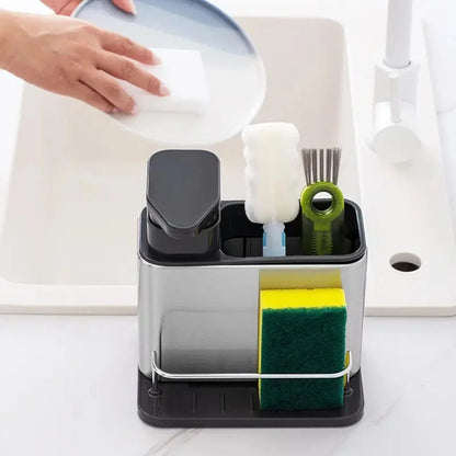 Dish Soap Dispenser & Utensil Rack Stainless Steel