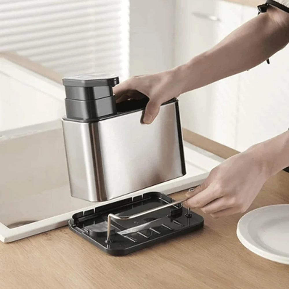 Dish Soap Dispenser & Utensil Rack Stainless Steel