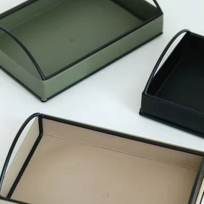 Display Tray Faux Leather Matte Finish Built-In Handles