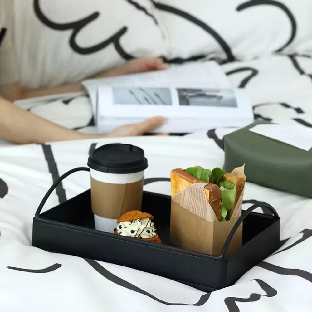 Display Tray Faux Leather Matte Finish Built-In Handles