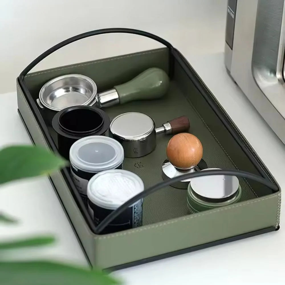 Display Tray Faux Leather Matte Finish Built-In Handles