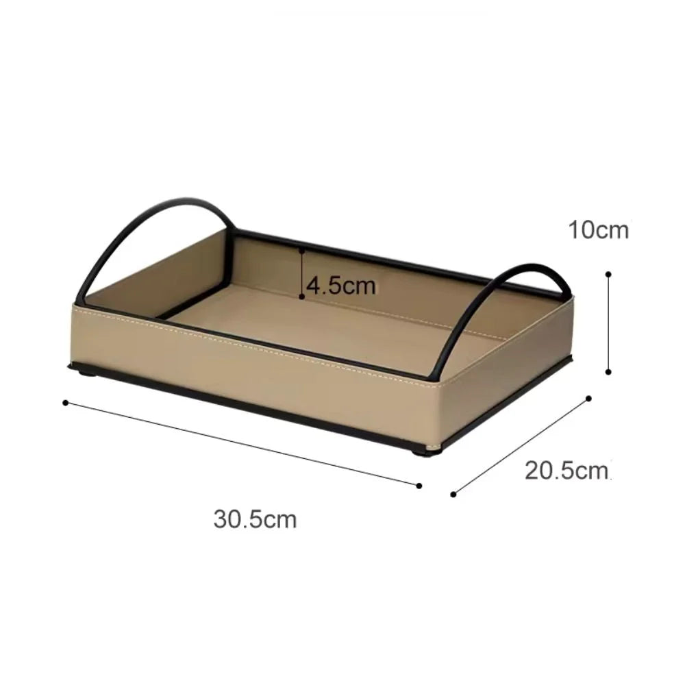 Display Tray Faux Leather Matte Finish Built-In Handles