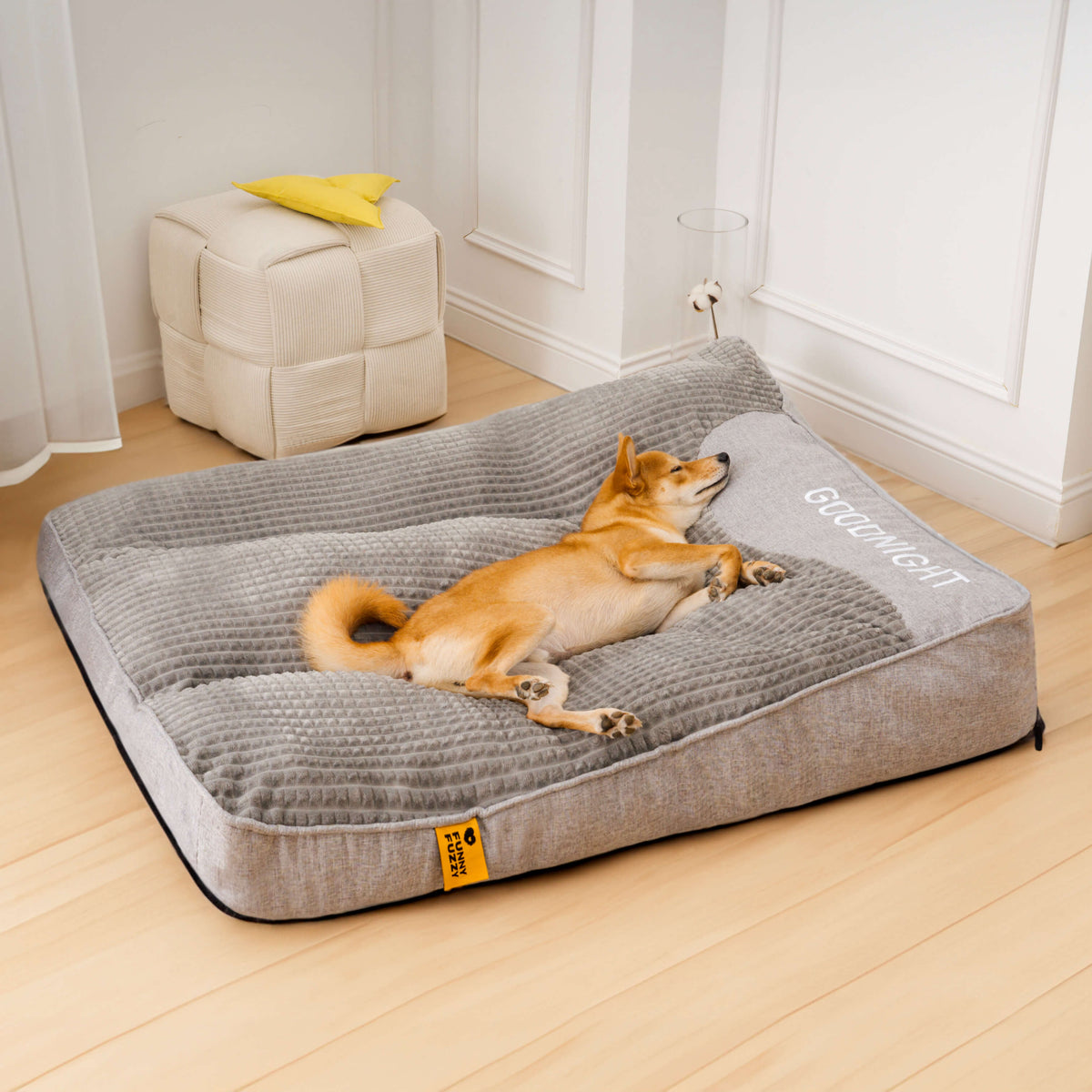 Dog Bed Orthopedic Raised Headrest Machine-Washable Cover