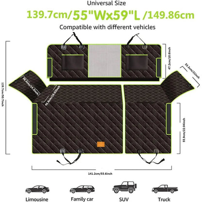 Dog Car Seat Cover Quilted 6-In-1 Non-Slip