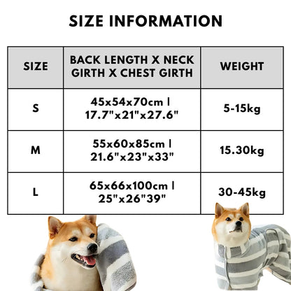 Dog Drying Robe Cotton & Microfiber Super-Absorbent Full Coverage