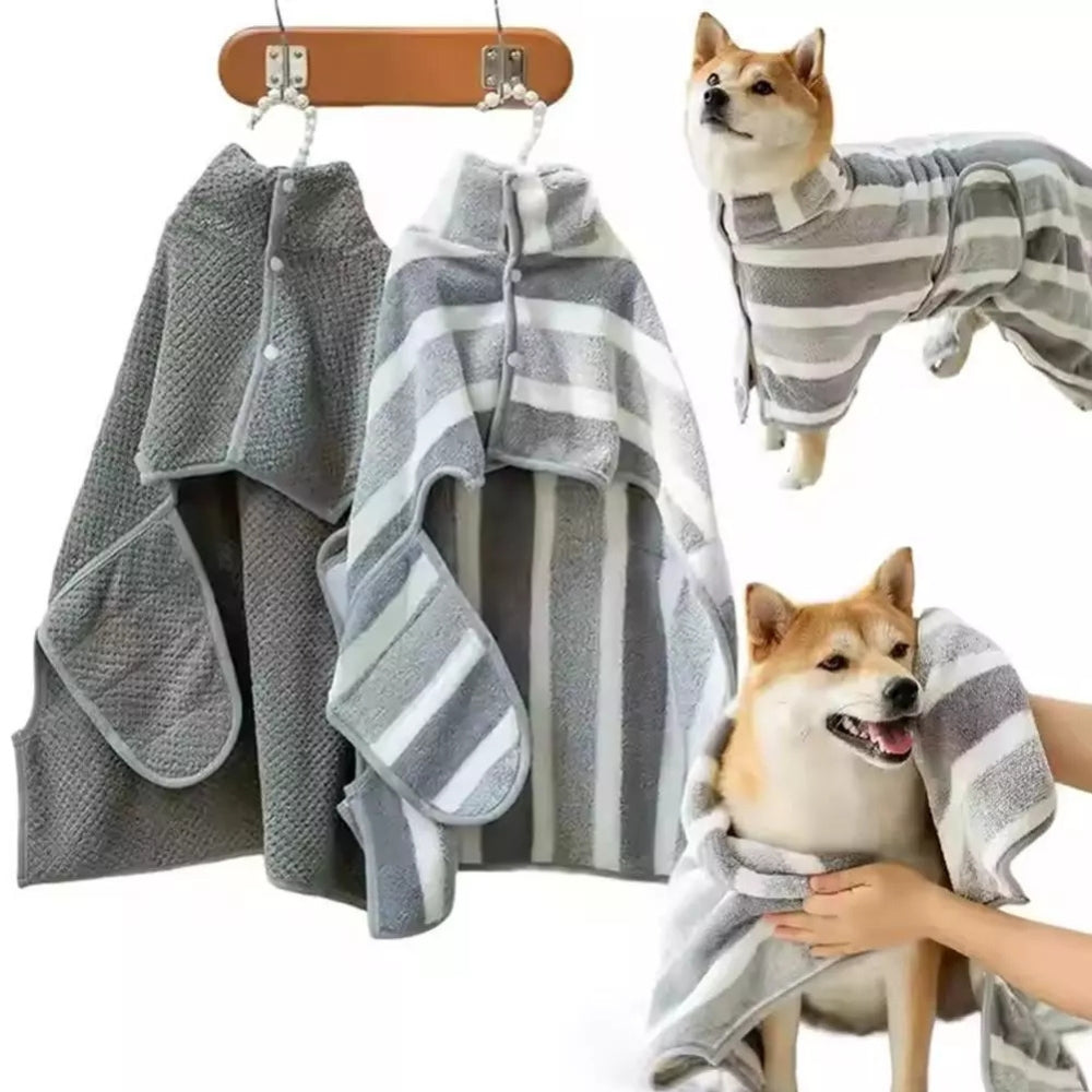 Dog Drying Robe Cotton & Microfiber Super-Absorbent Full Coverage