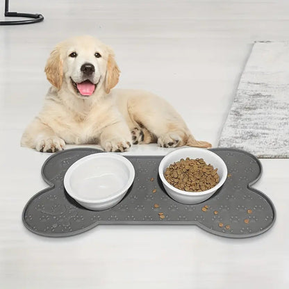 Dog Feeding Mat Bone-Shaped Non-Slip Waterproof Silicone