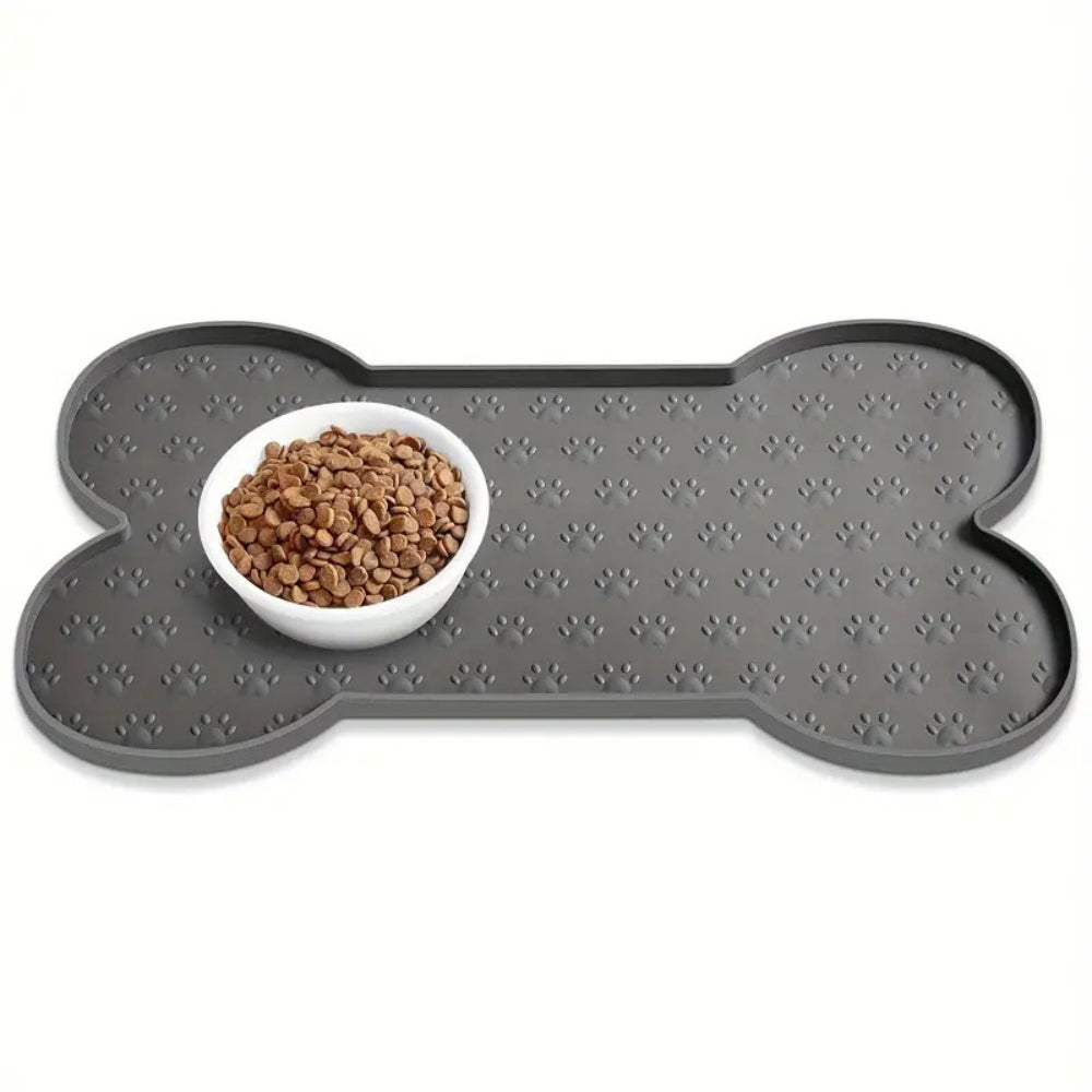 Dog Feeding Mat Bone-Shaped Non-Slip Waterproof Silicone
