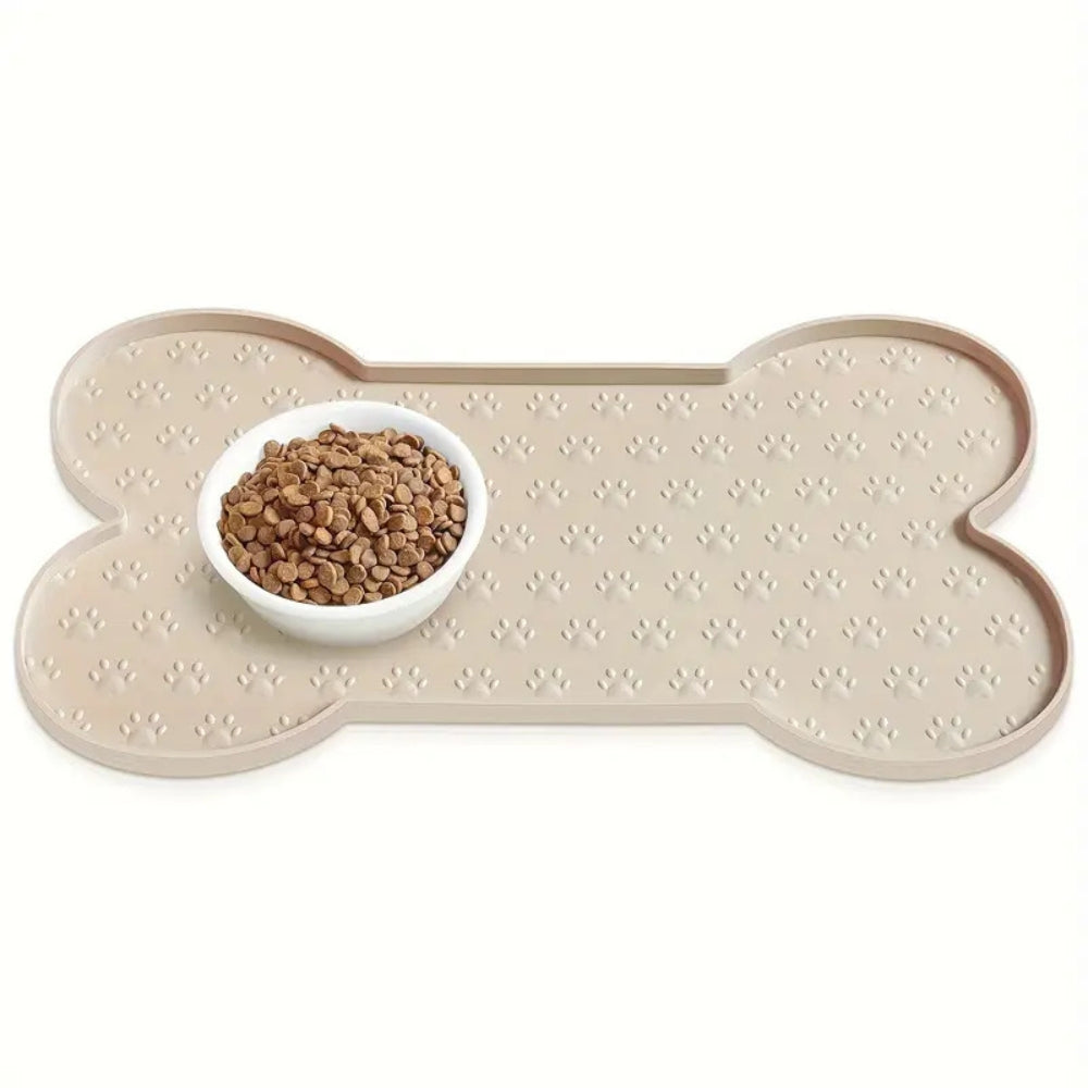 Dog Feeding Mat Bone-Shaped Non-Slip Waterproof Silicone