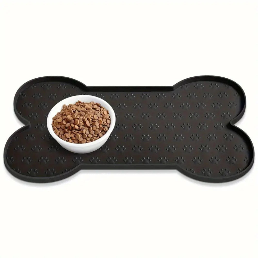 Dog Feeding Mat Bone-Shaped Non-Slip Waterproof Silicone