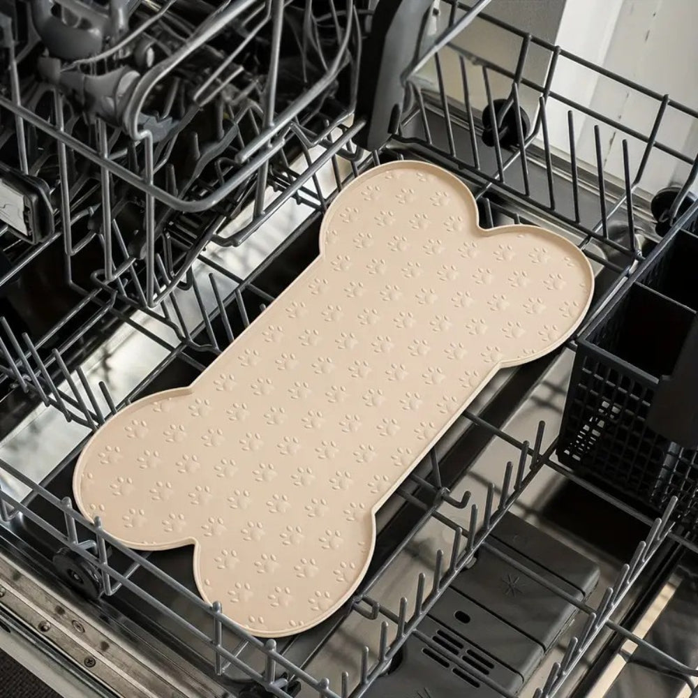 Dog Feeding Mat Bone-Shaped Non-Slip Waterproof Silicone